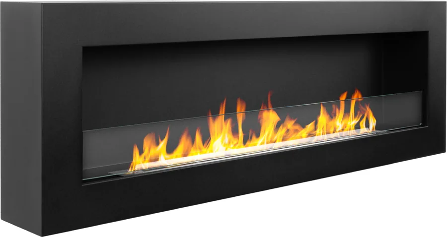 Biofireplace Hanging 1200x400 BOX Black with Glass SIENA 120