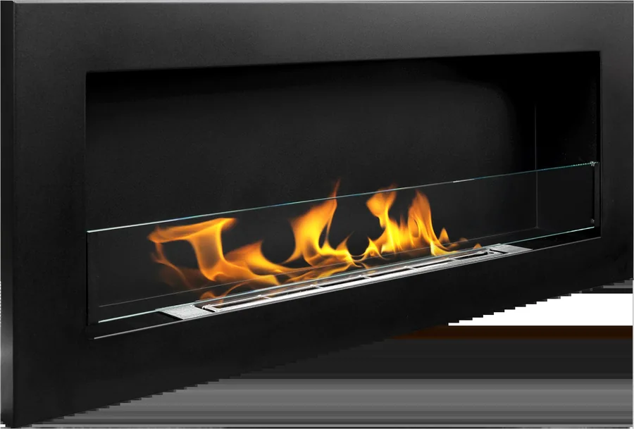 Biofireplace Hanging 900x400 Slim Black with Opening Glass