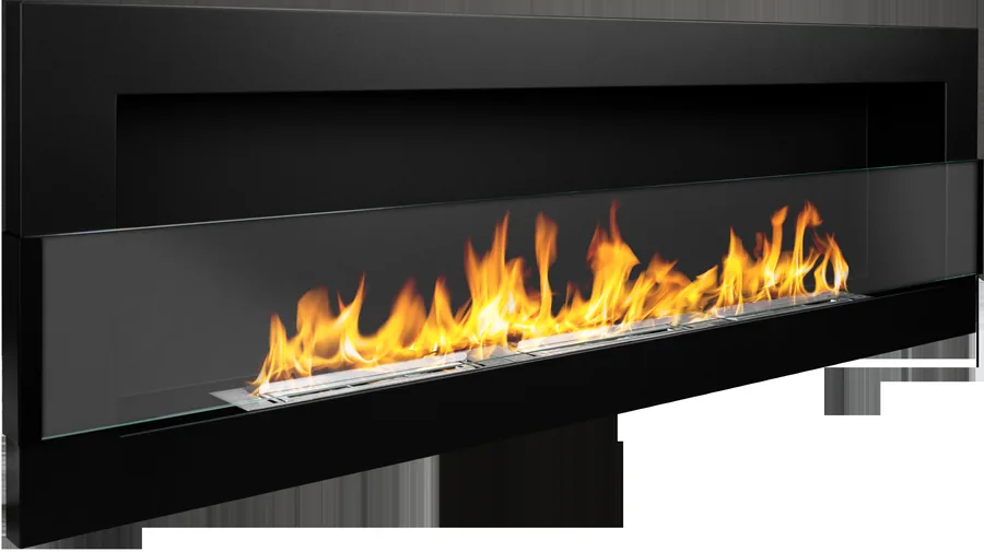 Biofireplace Hanging with Glass 1200x400 Black