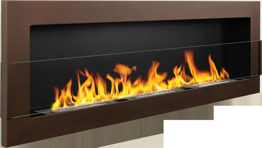 Biofireplace Hanging with Glass 1200x400 Brown