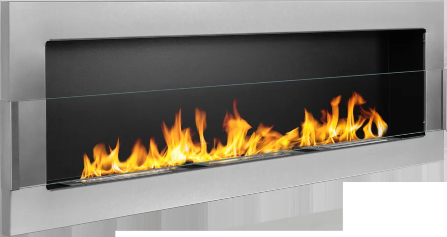 Biofireplace Hanging with Glass 1200x400 Inox