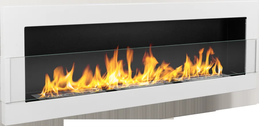 Biofireplace Hanging with Glass 1200x400 White Gloss