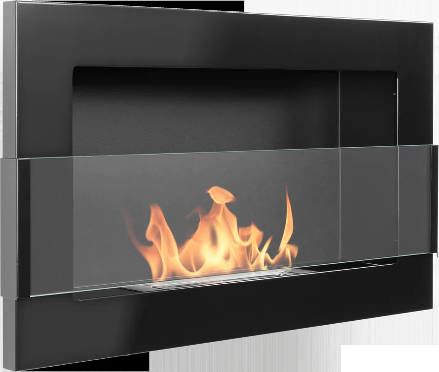 Biofireplace Hanging with Glass 650x400 Black Gloss