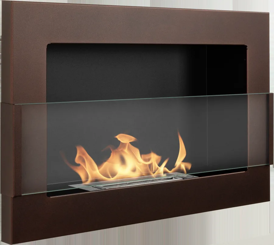 Biofireplace Hanging with Glass 650x400 Brown