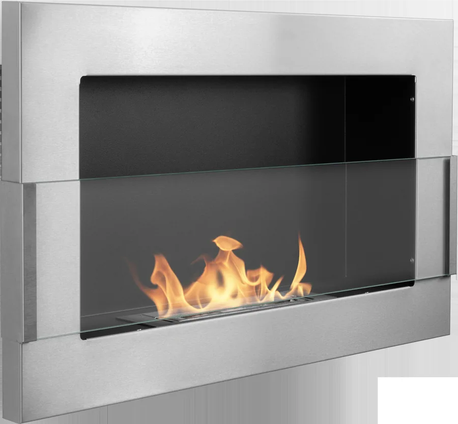 Biofireplace Hanging with Glass 650x400 Inox