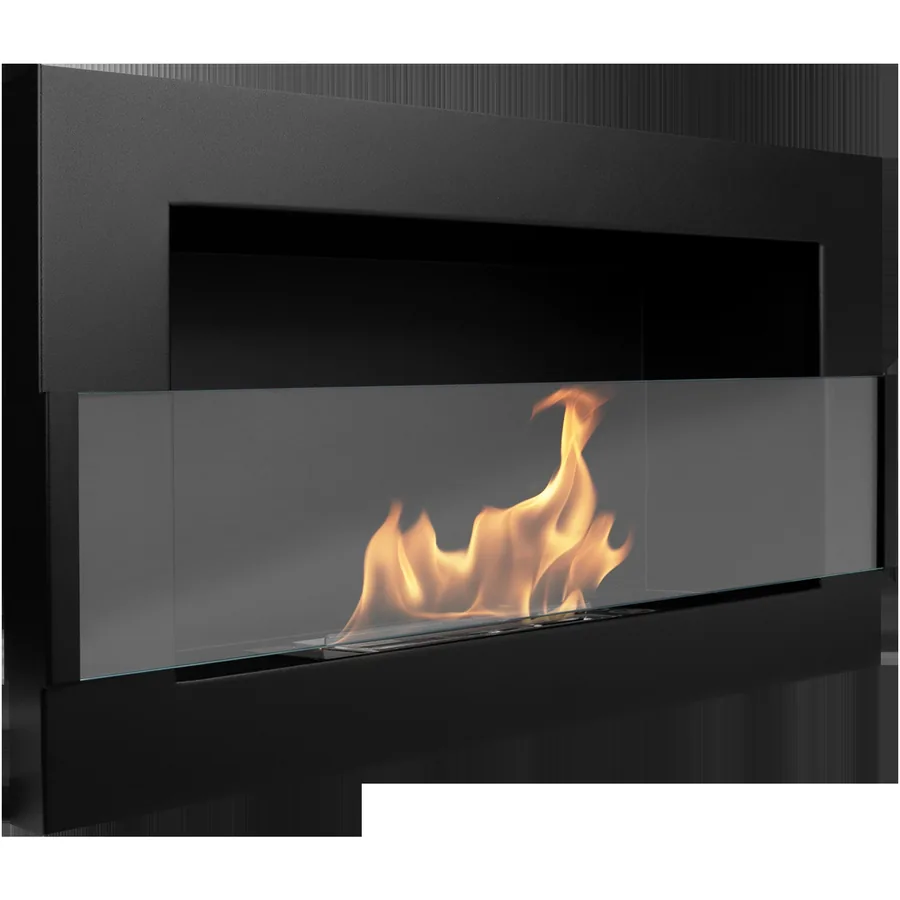 Biofireplace Hanging with Glass 650x400 Slim Black Structural Matte