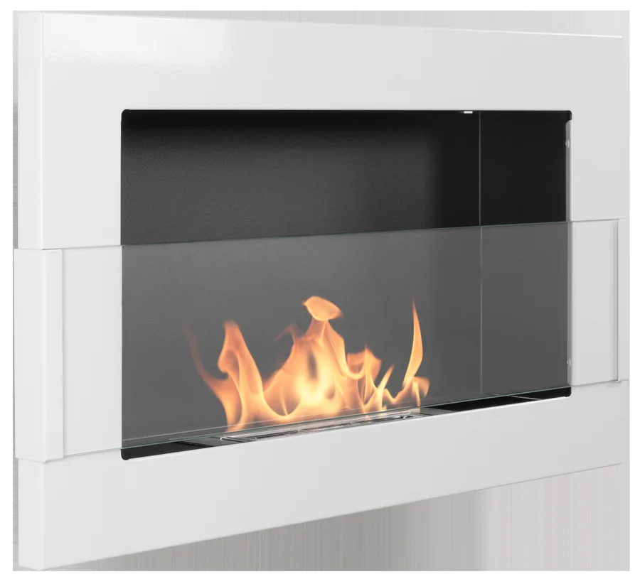 Biofireplace Hanging with Glass 650x400 White Gloss
