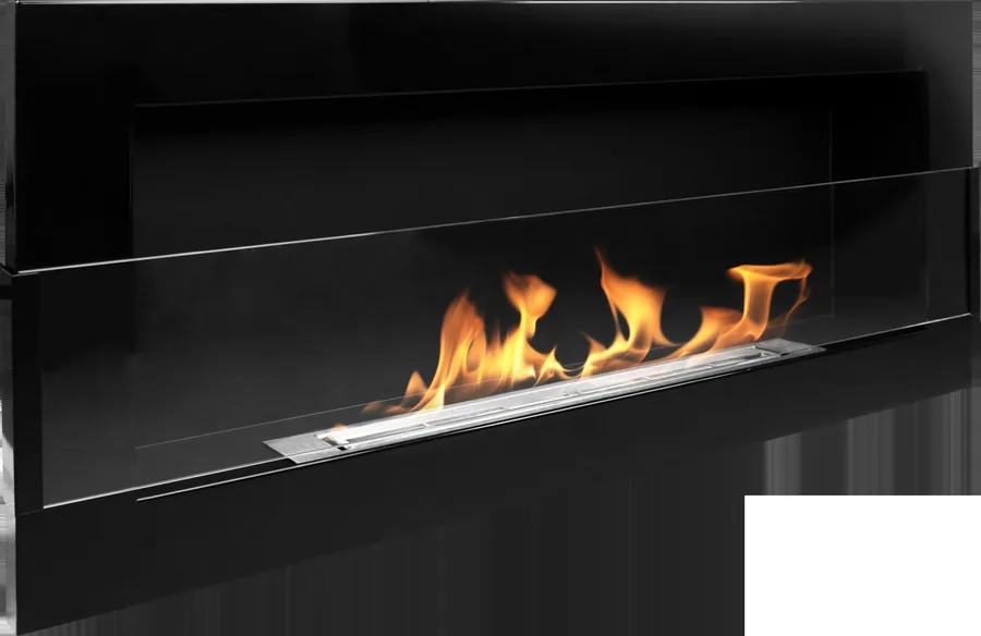 Biofireplace Hanging with Glass 900x400 Black Gloss