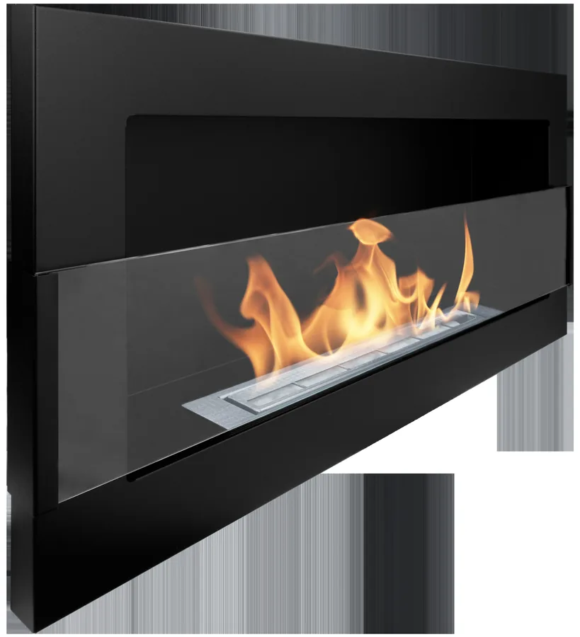 Biofireplace Hanging with Glass 900x400 Black Structural Matte