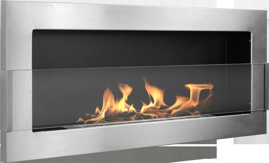 Biofireplace Hanging with Glass 900x400 Inox Silver