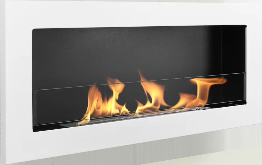 Biofireplace Hanging with Glass 900x400 Slim White Matte