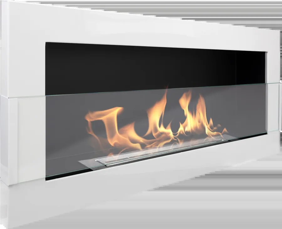 Biofireplace Hanging with Glass 900x400 White Gloss